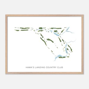 Hawk's Landing Country Club a Southington, Connecticut - Mappa moderna ad acquerello / Regalo per golfisti, Arte murale per golf, Stampa poster per golf