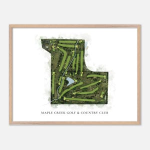 Maple Creek Golf & Country Club in Indianapolis, Indiana - Klassische Aquarell Karte | Golfer Geschenk, Golf Wandkunst, Golf Poster Druck