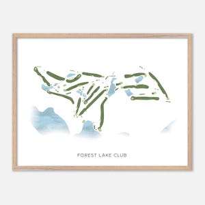 Forest Lake Club in Columbia, South Carolina - Moderne Aquarell Landkarte | Golfer Geschenk, Golf Wandkunst, Golf Poster Druck, Platz Layout