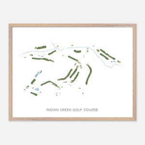 Indian Creek-golfbaan in Hood River, Oregon: moderne aquarelkaart | Golfcadeau, golfmuurkunst, golfposterprint, baanindeling