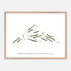 Redwood Empire Golf & Country Club a Fortuna, California - Mappa moderna ad acquerello / Regalo per golfisti, Arte murale per golf, Stampa poster per golf