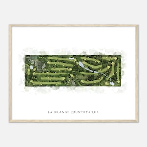 La Grange Country Club, Illinois - Mappa classica ad acquerello / Regalo per golfisti, Arte da parete per il golf, Stampa poster di golf, Layout del campo