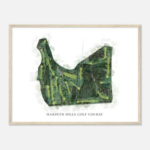 Campo de golf Harpeth Hills, Tennessee - Mapa clásico de acuarela / Regalo de golfista, Arte de pared de golf, Impresión de carteles de golf, Diseño del campo