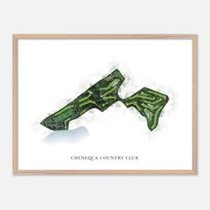 Chenequa Country Club a Hartland, Wisconsin - Mappa classica ad acquerello / Regalo per golfisti, Arte murale per golf, Stampa poster per golf, Layout del campo