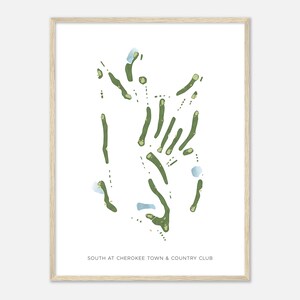 South at Cherokee Town & Country Club, Georgia - Moderne Aquarell Landkarte | Golfer Geschenk, Golf Wandkunst, Golf Poster Druck, Platz Layout