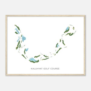 Kaluhyat-golfbaan, New York - Moderne aquarelkaart | Golfer cadeau, golf kunst aan de muur, golf poster print, baanindeling