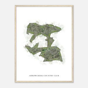 ArrowCreek Country Club, Nevada - Klassieke aquarelkaart | Golfer cadeau, golf kunst aan de muur, golf poster print, baanindeling
