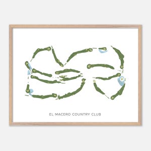 El Macero Country Club a El Macero, California - Mappa moderna ad acquerello / Regalo per golfisti, Arte murale per golf, Stampa poster per golf, Layout del campo