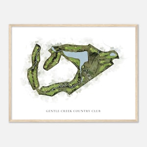 Gentle Creek Country Club a Prosper, Texas - Mappa classica ad acquerello / Regalo per golfisti, Arte murale per golf, Stampa poster per golf, Layout del campo