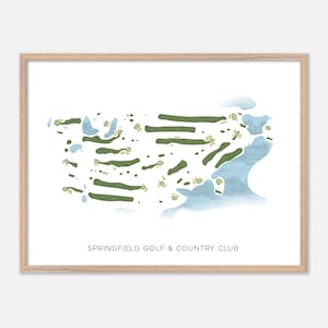 Springfield Golf & Country Club a Guelph, Canada - Mappa moderna ad acquerello / Regalo per golfisti, Arte murale per golf, Stampa poster per golf, Layout del campo