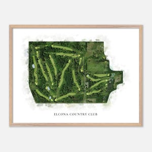 Elcona Country Club a Bristol, Indiana - Mappa classica ad acquerello / Regalo per golfisti, Arte murale per golf, Stampa poster per golf, Layout del campo