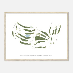 The Heritage Course At Marquette Golf Club, Michigan - Modern Watercolor Map | Golfer Gift, Golf Wall Art, Golf Poster Print