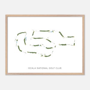 Ocala National Golf Club in Ocala, Florida: moderne aquarelkaart | Golfcadeau, golfmuurkunst, golfposterprint, baanindeling