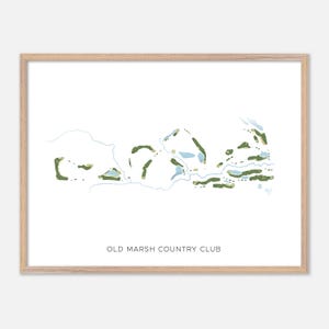 Old Marsh Country Club a Wells, Maine - Mappa moderna ad acquerello / Regalo per golfisti, Arte murale da golf, Stampa poster da golf, Layout del campo