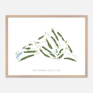 Fox Chapel Golf Club à Pittsburgh, Pennsylvanie - Carte aquarelle moderne | Cadeau golfeur, oeuvre d'art murale de golf, impression d'affiche de golf, aménagement du parcours