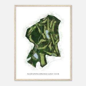 Mattaponi Springs Golf Club, Virginie - Carte aquarelle classique | Cadeau golfeur, oeuvre d'art murale de golf, impression d'affiche de golf, aménagement du parcours