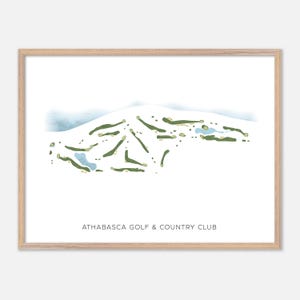 Athabasca Golf & Country Club ad Athabasca, Canada - Mappa moderna ad acquerello / Regalo per golfisti, Arte murale per golf, Stampa poster per golf