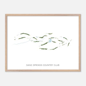 Sand Springs Country Club à Drum, Pennsylvanie - Carte aquarelle moderne | Cadeau golfeur, oeuvre d'art murale de golf, impression d'affiche de golf, aménagement du parcours
