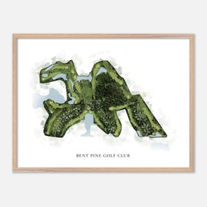 Bent Pine Golf Club in Vero Beach, Florida: klassieke aquarelkaart | Golfcadeau, golfmuurkunst, golfposterprint, baanindeling