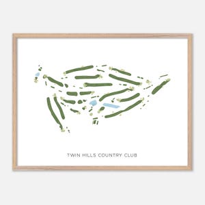 Twin Hills Country Club a Longmeadow, Massachusetts - Mappa moderna ad acquerello / Regalo per golfisti, Arte murale per golf, Stampa poster per golf, Layout del campo