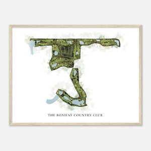 De Bonifay Country Club, Florida - Klassieke aquarelkaart | Golfer cadeau, golf kunst aan de muur, golf poster print, baanindeling