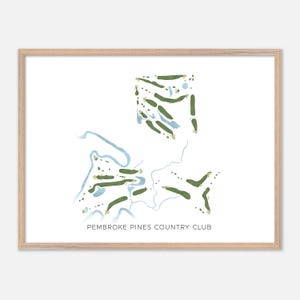 Pembroke Pines Country Club a Pembroke, New Hampshire - Mappa moderna ad acquerello / Regalo per golfisti, Arte murale per golf, Stampa poster per golf