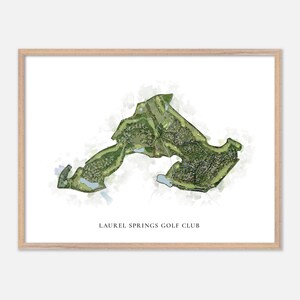 Laurel Springs Golf Club in Suwanee, Georgia - Klassische Aquarell Karte | Golfer Geschenk, Golf Wandkunst, Golf Poster Druck, Platz Layout