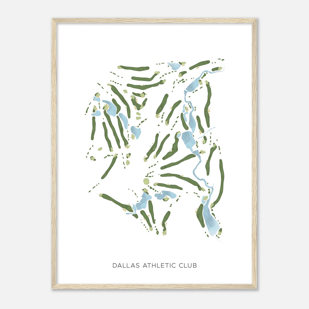 Dallas Athletic Club, Texas - Modern Watercolor Map | Golfer Gift, Golf ...