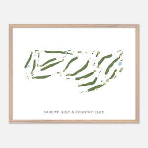 Cardiff Golf & Country Club a , Canada - Mappa moderna ad acquerello / Regalo per golfisti, Arte murale per golf, Stampa poster per golf, Layout del campo