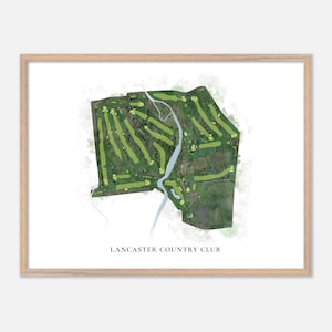 Lancaster Country Club in Lancaster, New York - Klassische Aquarell-Karte | Golfer Geschenk, Golf Wandkunst, Golf Poster Druck, Platz Layout