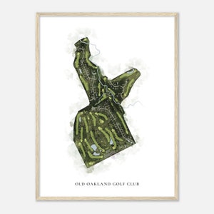 Old Oakland Golf Club, Indiana - Klassieke aquarelkaart | Golfer cadeau, golf kunst aan de muur, golf poster print, baanindeling
