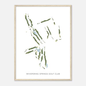 Whispering Springs Golf Club, Wisconsin - Carte aquarelle moderne | Cadeau golfeur, oeuvre d'art murale de golf, impression d'affiche de golf, aménagement du parcours