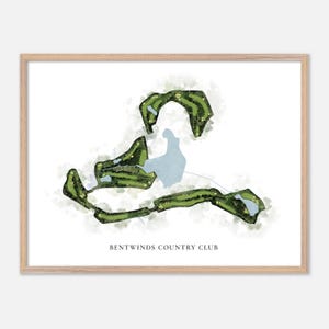 Bentwinds Country Club in Fuquay Varina, North Carolina - Klassische Aquarell Karte | Golfer Geschenk, Golf Wandkunst, Golf Poster Druck