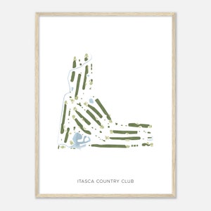 Itasca Country Club, Illinois - Moderne Aquarell Landkarte | Golfer Geschenk, Golf Wandkunst, Golf Poster Druck, Platz Layout