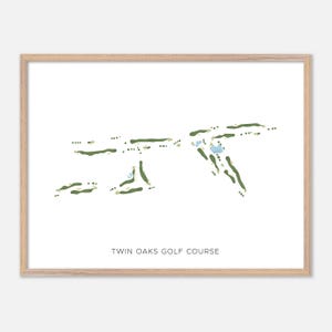 Twin Oaks Golf Club in San Marcos, Kalifornien - Moderne Aquarell Landkarte | Golfer Geschenk, Golf Wandkunst, Golf Poster Druck, Platz Layout