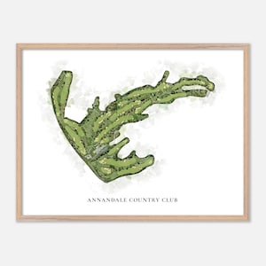 Annandale Country Club in Pasadena, Kalifornien - Klassische Aquarell Karte | Golfer Geschenk, Golf Wandkunst, Golf Poster Druck, Platz Layout