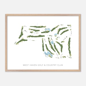 West Haven Golf & Country Club a Londra, Canada - Mappa moderna ad acquerello / Regalo per golfisti, Arte murale per golf, Stampa poster per golf, Layout del campo