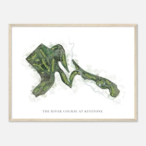 Der Flussverlauf bei Keystone, Colorado - klassische Aquarell Landkarte | Golfer Geschenk, Golf Wandkunst, Golf Poster Druck, Platz Layout