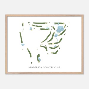 Henderson Country Club in Henderson, Kentucky - Moderne Aquarell Landkarte | Golfer Geschenk, Golf Wandkunst, Golf Poster Druck, Platz Layout