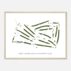 West Shore Golf & Country Club, Michigan - Modern Watercolor Map | Golfer Gift, Golf Wall Art, Golf Poster Print, Course Layout