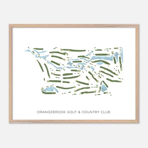 Orangebrook Golf & Country Club in Hollywood, Florida: moderne aquarelkaart | Golfcadeau, golfmuurkunst, golfposterprint