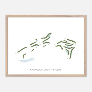 Chenequa Country Club a Hartland, Wisconsin - Mappa moderna ad acquerello / Regalo per golfisti, Arte murale per golf, Stampa poster per golf, Layout del campo