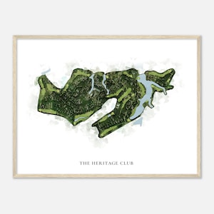 The Heritage Club, South Carolina - Classic Watercolor Map | Golfer Gift, Golf Wall Art, Golf Poster Print, Course Layout