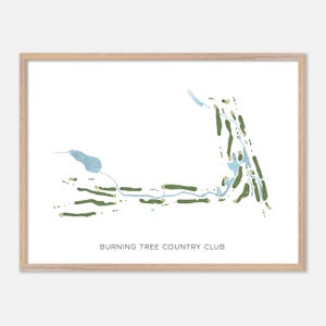 Burning Tree Country Club in Greenwich, Connecticut: moderne aquarelkaart | Golfcadeau, golfmuurkunst, golfposterprint, baanindeling