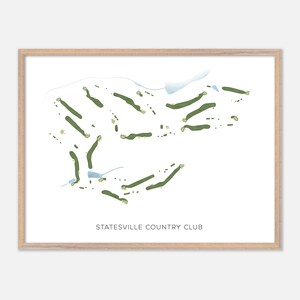 Country Club in Statensville, North Carolina - Moderne Aquarell Landkarte | Golfer Geschenk, Golf Wandkunst, Golf Poster Druck