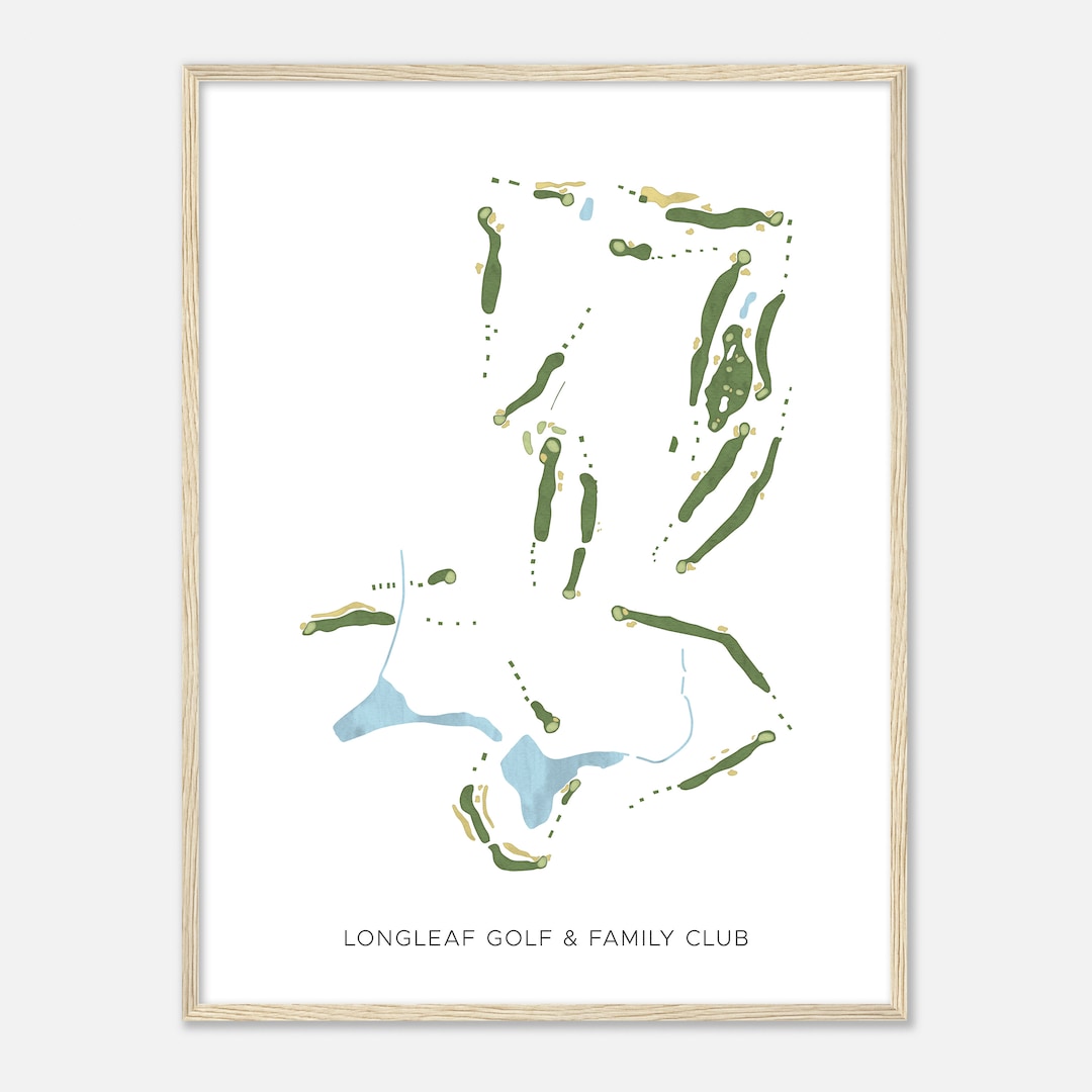 Longleaf Golf Course Layout Longleaf Golf & Family Club, North Carolina - Modern Watercolor Map ...