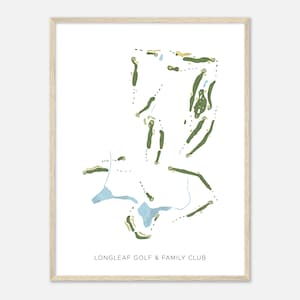 Longleaf Golf & Family Club, North Carolina - Modern Watercolor Map | Golfer Gift, Golf Wall Art, Golf Poster Print, Course Layout