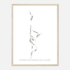 Parcours de golf de Superstition Springs, Arizona - Carte aquarelle moderne | Cadeau golfeur, oeuvre d'art murale de golf, impression d'affiche de golf, aménagement du parcours