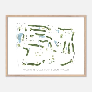 Rolling Meadows Golf & Country Club a Niagara Falls, Canada - Mappa moderna ad acquerello / Regalo per golfisti, Arte murale per golf, Stampa poster per golf