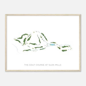 The Golf Course at Glen Mills, Pennsylvania - Modern Watercolor Map | Golfer Gift, Golf Wall Art, Golf Poster Print, Course Layout